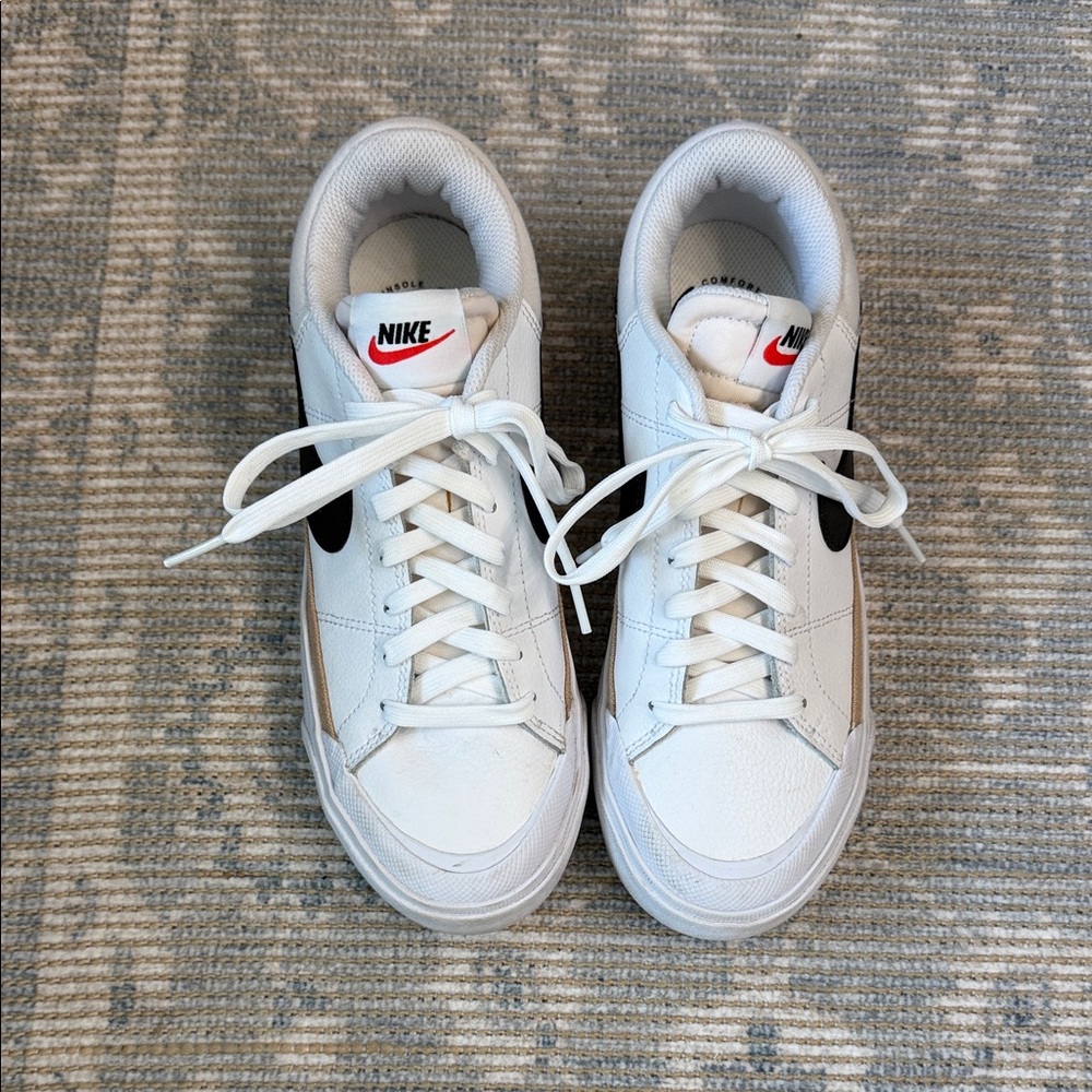 Nike Women’s Court Lift Platform White and Black Sneakers